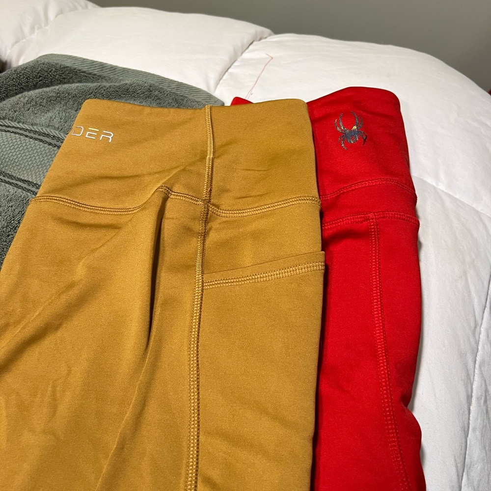 Lot of 2 Spyder Active Leggings — Gold & Red